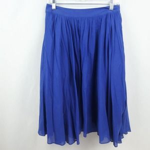 J. Crew Jardin Gauzey Pleated Midi Skirt Sz 6 Cobalt Blue Style 48698 Pockets